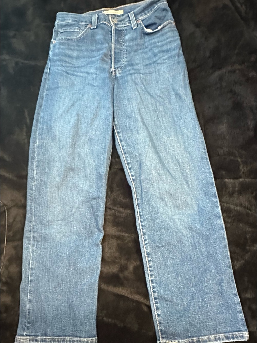 Levi's RIBCAGE Straight Ankle Blue Jeans BUTTON FLY Sz 27x27